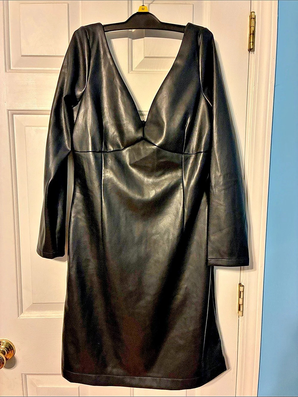 Black Faux Leather Mini Dress Like New